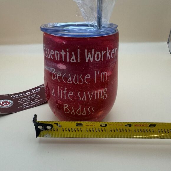 ICU Nurse Essential Worker Stethoscope AED Doctor Wine Cup Coworker Gift - Picture 10 of 10